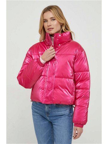 Bunda United Colors of Benetton dámská růžová barva zimní oversize