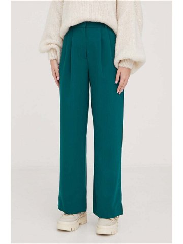 Kalhoty Abercrombie & Fitch dámské zelená barva široké high waist