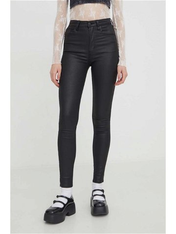 Kalhoty Abercrombie & Fitch dámské černá barva přiléhavé high waist