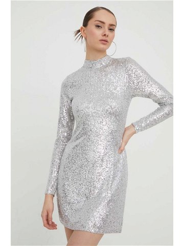 Šaty Abercrombie & Fitch stříbrná barva mini
