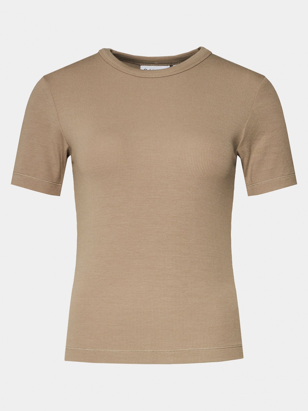 Calvin Klein T-Shirt Modal Rib Ss Tee K20K206404 Béžová Slim Fit