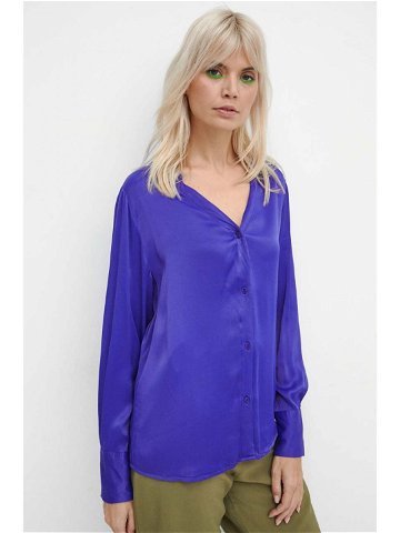 Košile Medicine dámská fialová barva regular s klasickým límcem