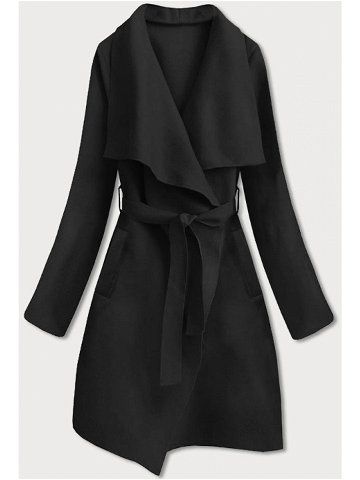 Černý dámský minimalistický kabát 747ART Barva odcienie czerni Velikost ONE SIZE