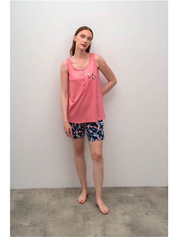 Dámské krátké pyžamo 16036 – Vamp Velikost S Barvy růžovo-černá