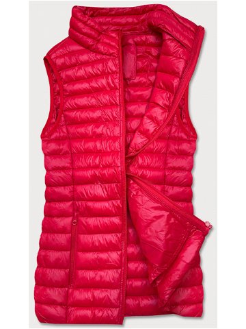 Tmavě červená krátká dámská prošívaná vesta model 17199562 Červená L 40 – J STYLE