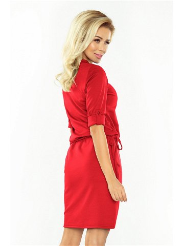 Dámské šaty na denní nošení se zavazováním v pase model 17296077 XL Červená – numoco
