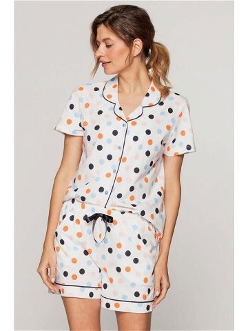 Luxusní dámské pyžamo model 17296229 barevné puntíky XL – Cana