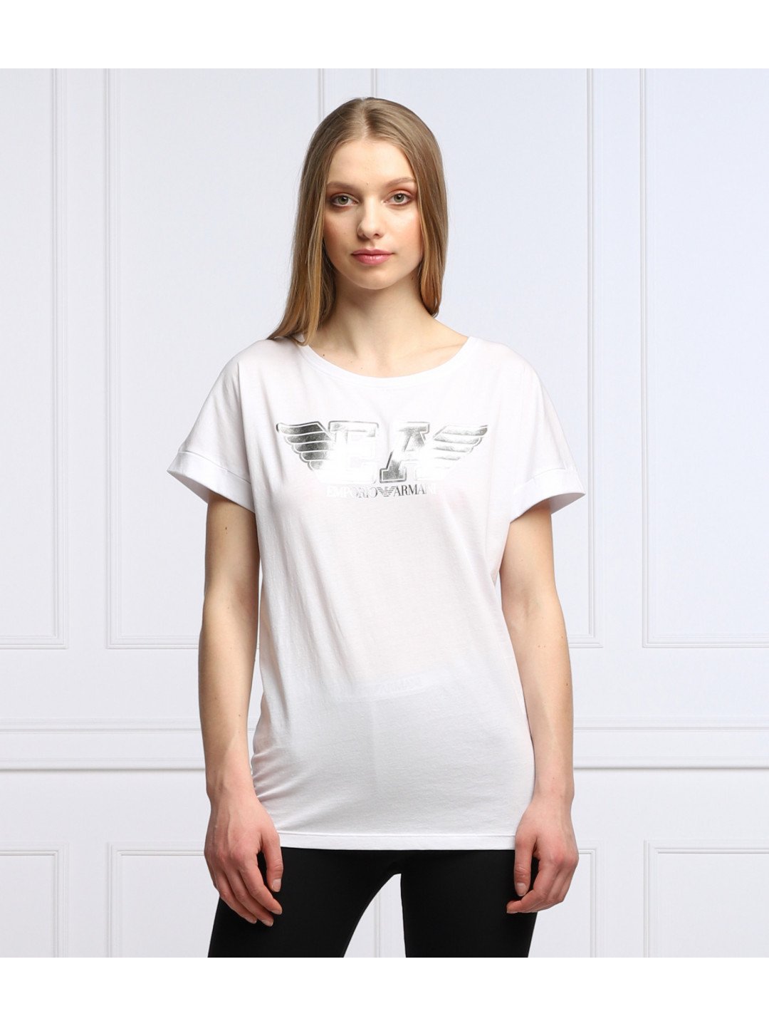 Dámské triko s krátkým rukávem bílá model 17387151 – Emporio Armani Velikost M Barvy bílá-potisk