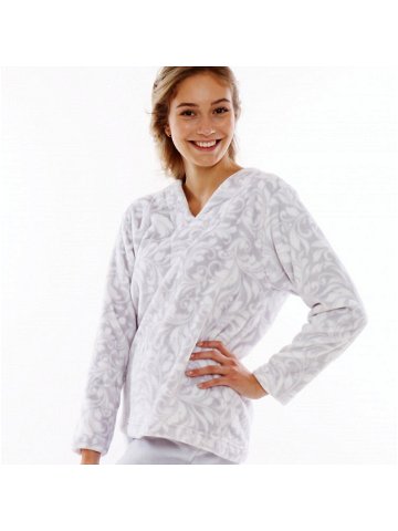FLORA model 17401187 teplé pyžamo XXL pohodlné domácí oblečení 9102 šedý tisk na bílé – Vestis