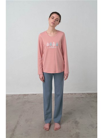 Vamp – Pohodlné dámské pyžamo PINK TAN XL 17596 – Vamp