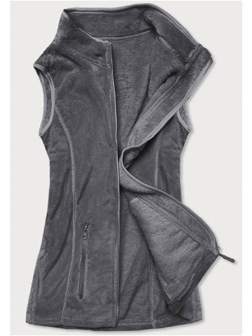 Tmavě šedá plyšová dámská vesta HH003-2 Barva odcienie szarości Velikost S 36