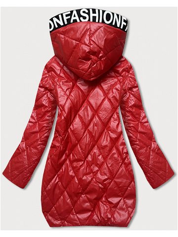 Červená prošívaná bunda s kapucí B8082-4 Červená 50