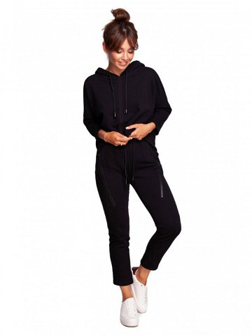 B240 Úzké pletené kalhoty s ozdobnými zipy – černé EU XXL