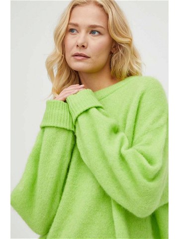 Vlněný svetr American Vintage dámský zelená barva