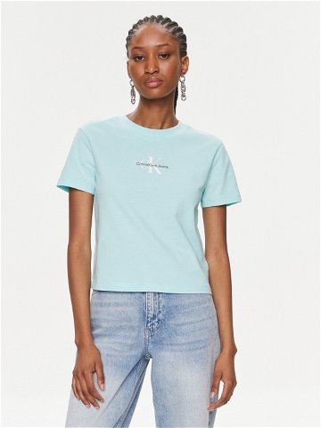 Calvin Klein Jeans T-Shirt Monologo Baby Tee J20J223113 Modrá Slim Fit