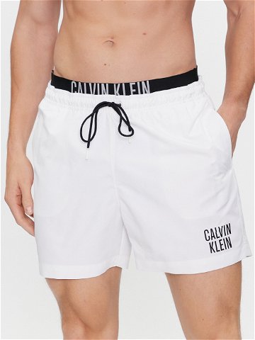 Calvin Klein Swimwear Plavecké šortky Medium Double Wb-Nos KM0KM00740 Bílá Regular Fit