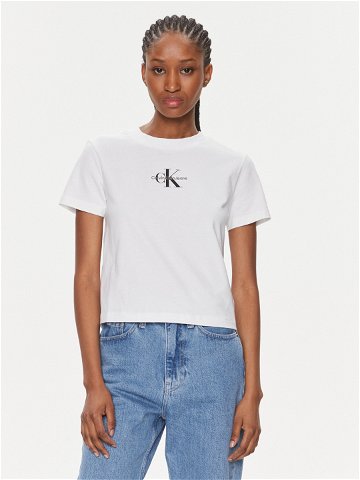 Calvin Klein Jeans T-Shirt Monologo Baby Tee J20J223113 Bílá Slim Fit