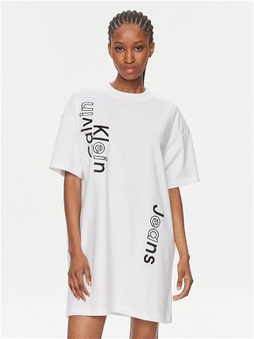 Calvin Klein Jeans Každodenní šaty J20J223042 Bílá Oversize