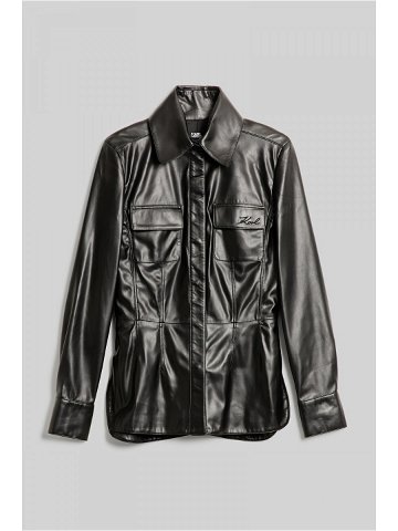 Košile karl lagerfeld faux leather karl shirt černá 42