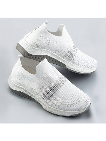 Bílé ažurové dámské boty se zirkony C1057 Barva odcienie bieli Velikost XL 42