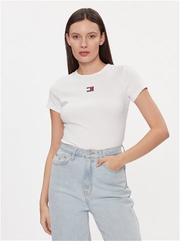 Tommy Jeans T-Shirt DW0DW17881 Bílá Slim Fit