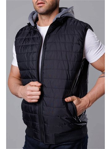 Černá pánská prošívaná vesta s kapucí 8M983-392 Barva odcienie czerni Velikost XL