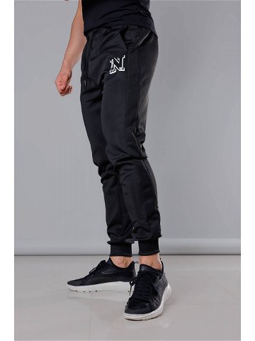 Černé pánské teplákové kalhoty s potiskem 8K178-3 Barva odcienie czerni Velikost XXL