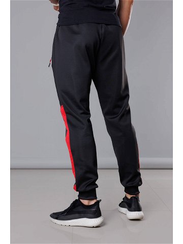 Černo-červené pánské teplákové kalhoty se vsadkami 8K172 Barva odcienie czerni Velikost XXL