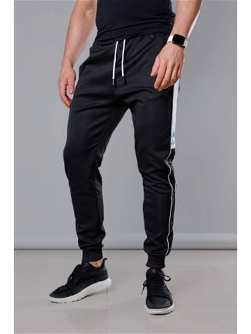 Černé pánské teplákové kalhoty s lampasy 8K161 Barva odcienie czerni Velikost XXL
