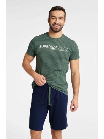 Pánské pyžamo Webber zelené s pruhy Barva zelená Velikost XXL