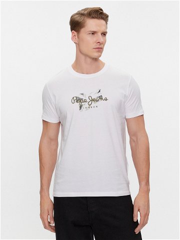 Pepe Jeans T-Shirt Count PM509208 Bílá Slim Fit