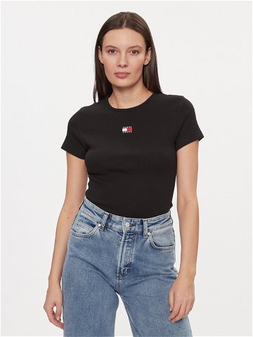 Tommy Jeans T-Shirt DW0DW17881 Černá Slim Fit