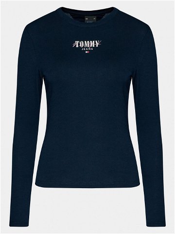 Tommy Jeans Halenka Tjw Slim Essential Logo 1 Tee Ls DW0DW17840 Tmavomodrá Slim Fit