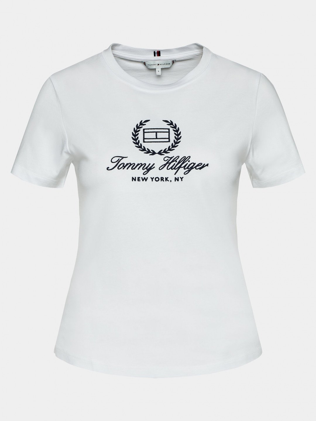 Tommy Hilfiger T-Shirt Flag Script WW0WW41761 Bílá Slim Fit