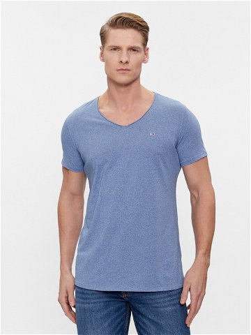 Tommy Jeans T-Shirt Tjm Slim Jaspe V Neck DM0DM09587 Modrá Slim Fit