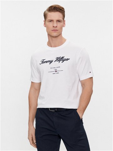 Tommy Hilfiger T-Shirt Script Logo Tee MW0MW33691 Bílá Regular Fit