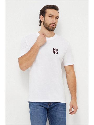 Bavlněné tričko HUGO 2-pack bílá barva s potiskem 50492550