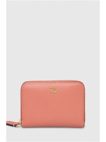 Kožená peněženka Lauren Ralph Lauren růžová barva 432876729