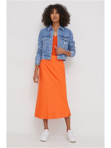 Sukně Calvin Klein oranžová barva midi áčková
