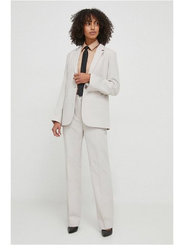 Kalhoty Calvin Klein dámské šedá barva jednoduché high waist K20K206879