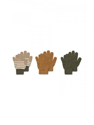 Dětské rukavice Liewood 3-pack hnědá barva