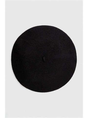 Vlněný baret Answear Lab černá barva vlněný