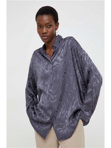 Košile Answear Lab dámská šedá barva relaxed s klasickým límcem