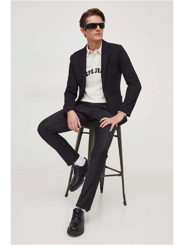 Vlněné kalhoty Karl Lagerfeld černá barva jednoduché