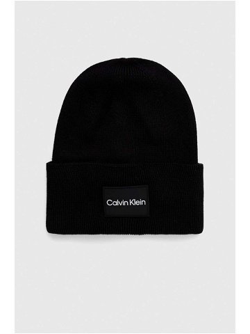 Bavlněná čepice Calvin Klein černá barva z tenké pleteniny
