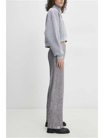 Kalhoty Answear Lab dámské stříbrná barva široké high waist