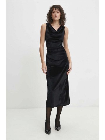 Velurové šaty Answear Lab černá barva maxi