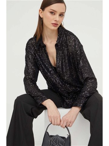 Košile Abercrombie & Fitch dámská černá barva regular s klasickým límcem