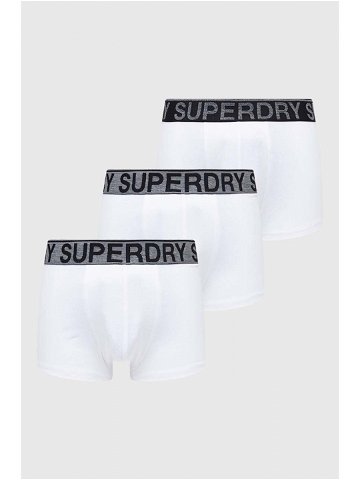 Boxerky Superdry 3-pack pánské bílá barva