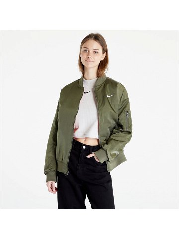 Nike Sportswear Women s Varsity Bomber Jacket Medium Olive Safety Orange White